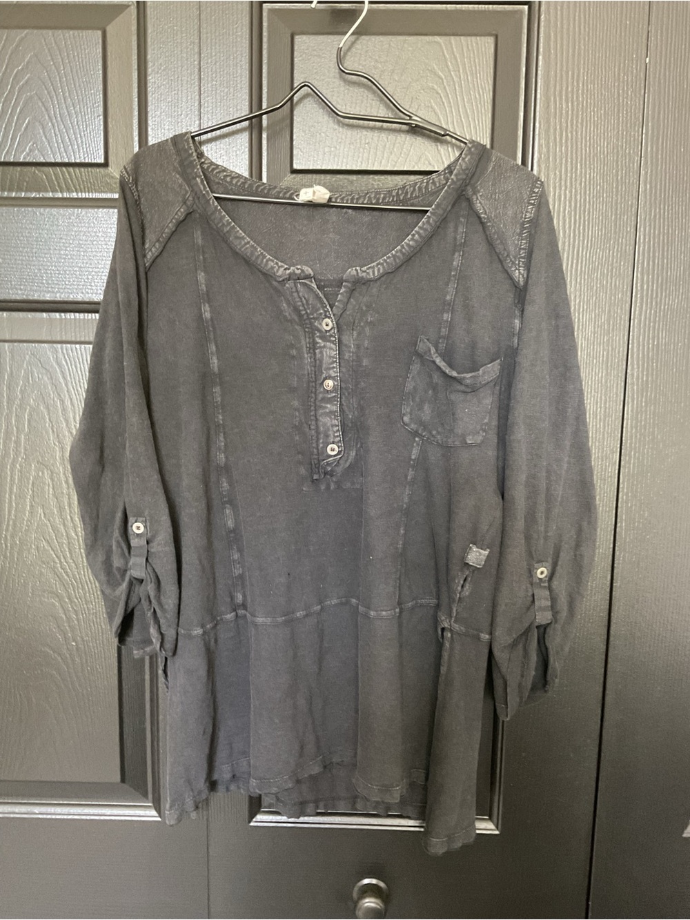 We The Free Washed Charcoal Henley Tunic
